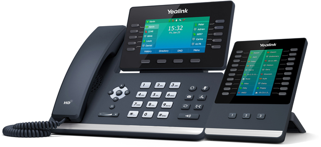Yealink T54W WiFi VoIP/SIP Phone (SIP-T54W), 10-Lines, 2 x Gigabit Ports, PoE, 4.3-Inch Colour LCD Display 6 Yealink T64W VoIP Phone - with sidecar